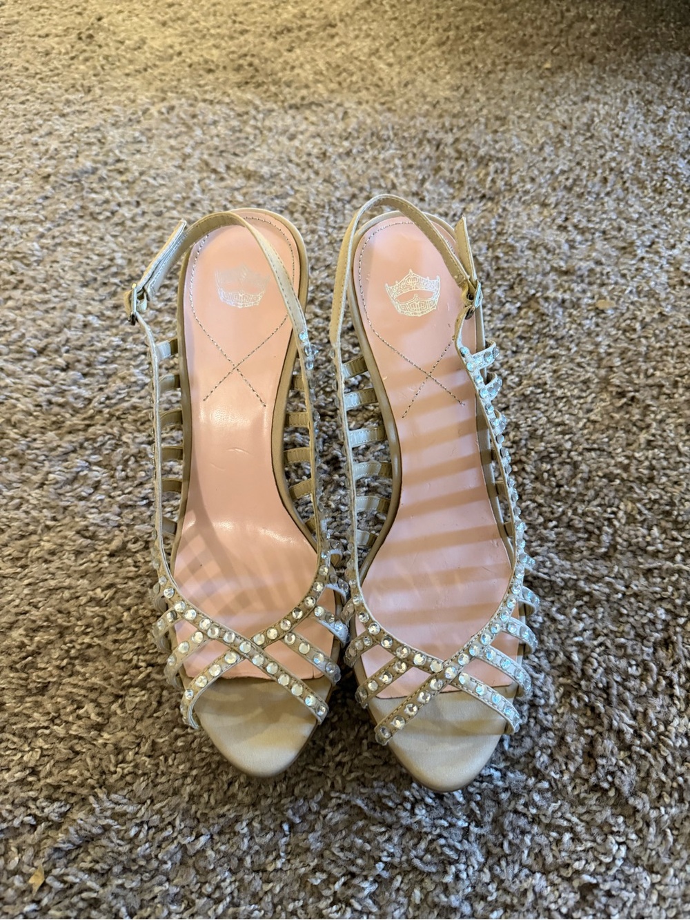 Champagne Rhinestone Slingback Heels - Miss America Zara